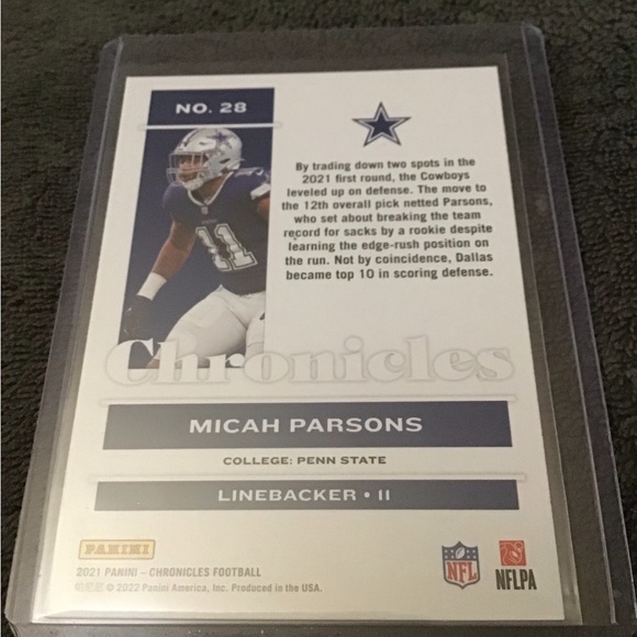 Micah Parsons Rookie Card 2021 Panini Chronicles Football (DALLAS COWBOYS) - Picture 2 of 2